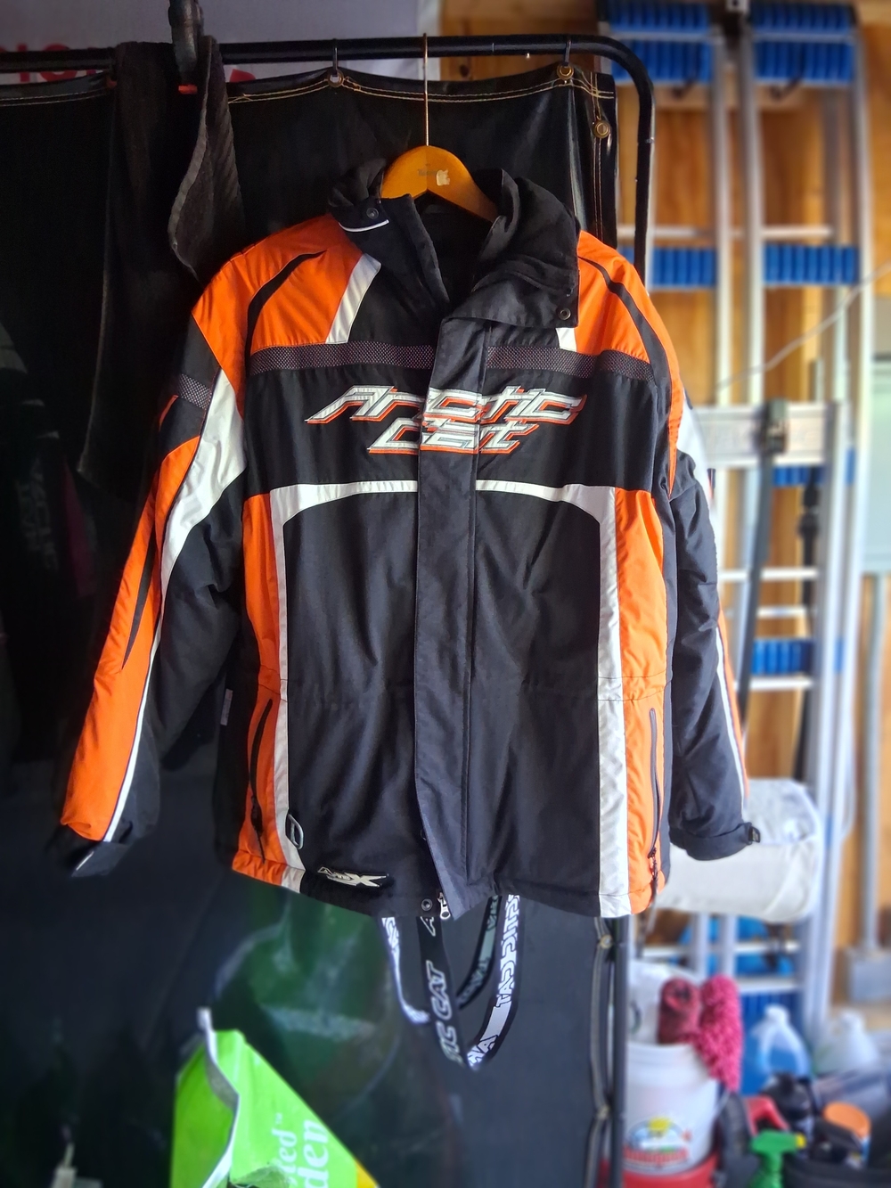Men's Arctic Cat Snowmobile Set,Orange and Black Jacket With Arctic Cat Bibs